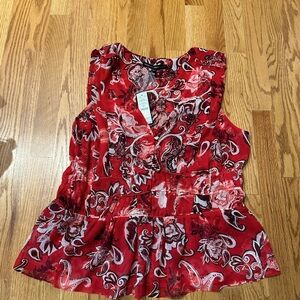 White House black market red sleeveless blouse size xl